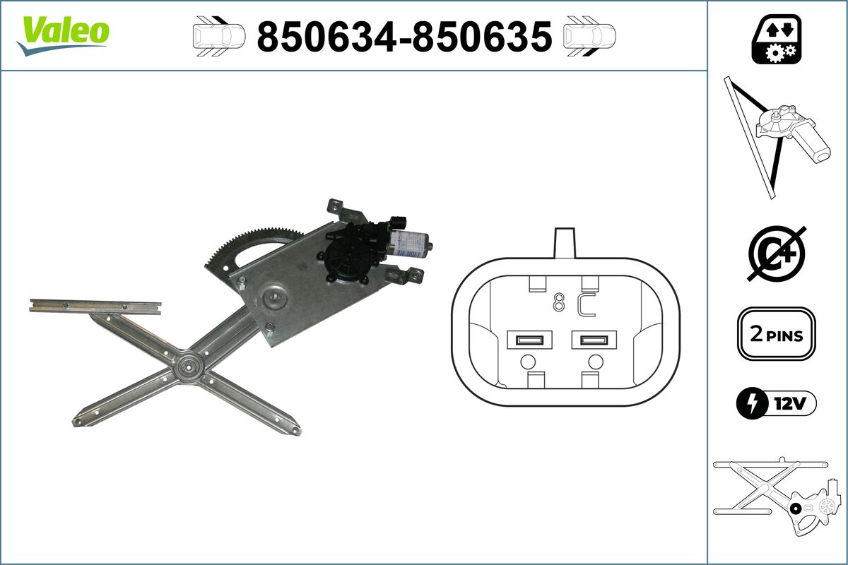 Mecanism actionare geam 850634 VALEO
